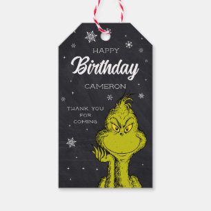 Grinch Chalkboard Birthday Favour Gift Tags