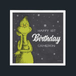 Grinch Chalkboard Birthday Napkin<br><div class="desc">Personalize this cute Dr. Seuss Grinch chalkboard napkin for your child's 1st birthday.</div>