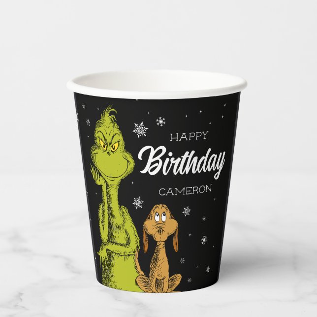 Grinch Chalkboard Birthday Paper Cups (Front)