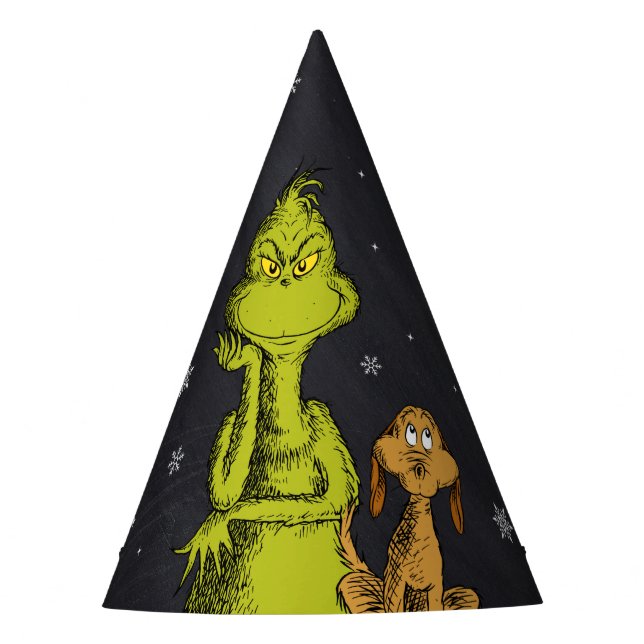 Grinch Chalkboard Birthday Party Hat (Front)