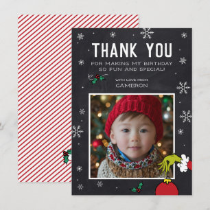 Grinch Chalkboard Birthday Thank You Card