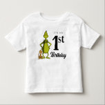 Grinch Chalkboard First Birthday Toddler T-shirt<br><div class="desc">Check out this fun Dr. Suess Grinch chalkboard first birthday shirt.</div>