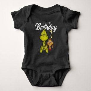 Grinch Chalkboard It's My Birthday Baby Bodysuit