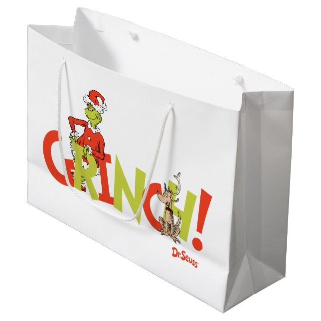 Grinch! Character Logo Graphic Large Gift Bag (Front Angled)