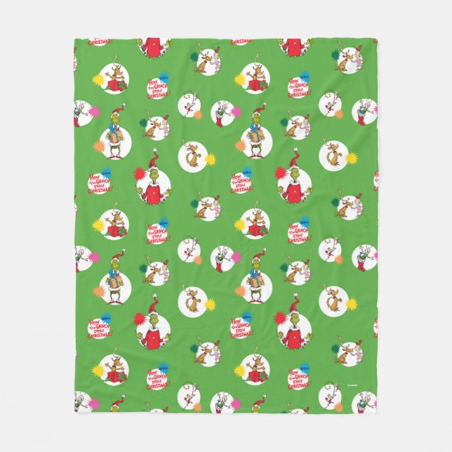 Grinch | Christmas Dot Pattern Fleece Blanket (Front)