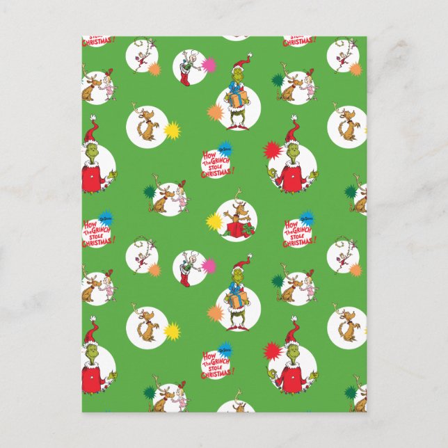Grinch | Christmas Dot Pattern Holiday Postcard (Front)