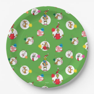 Grinch   Christmas Dot Pattern Paper Plate