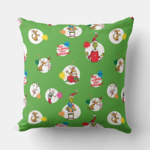 Grinch Christmas Dot Pattern Throw Pillow
