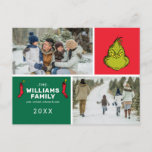 Grinch Christmas Family Photo Collage Holiday Postcard<br><div class="desc">Personalize this cute Mr. Grinch Holiday Card by adding your favourite family photo and custom text!</div>