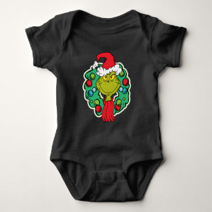 Grinch Christmas Holiday Wreath Baby Bodysuit