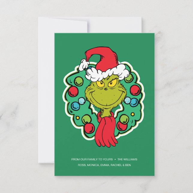 Grinch | Christmas Holiday Wreath Card (Front)