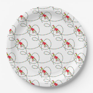 Grinch   Christmas Lights Pattern Paper Plate