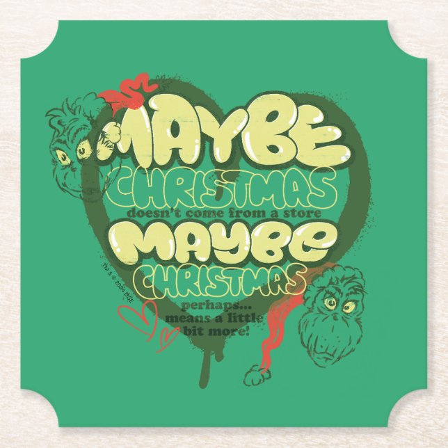 Grinch | Christmas Quote Paper Coaster (Front)