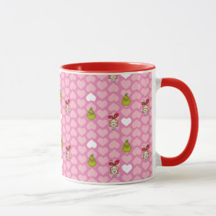 Grinch & Cindy-Lou Pink Heart Pattern Mug