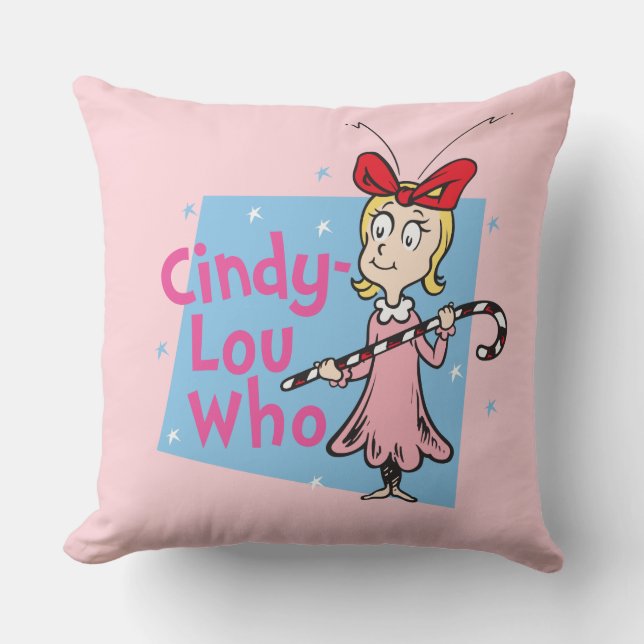 Grinch | Cindy-Lou Who - Candy Cane Throw Pillow (Front)