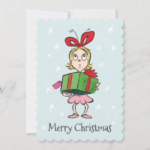 Grinch   Cindy-Lou Who - Holding Present Holiday Card