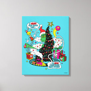 Grinch Colourful Christmas Graphic Canvas Print