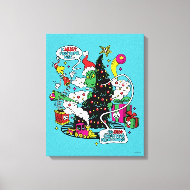 Grinch Colourful Christmas Graphic Canvas Print (Front)