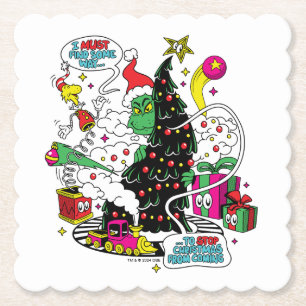 Grinch Colourful Christmas Graphic Paper Coaster