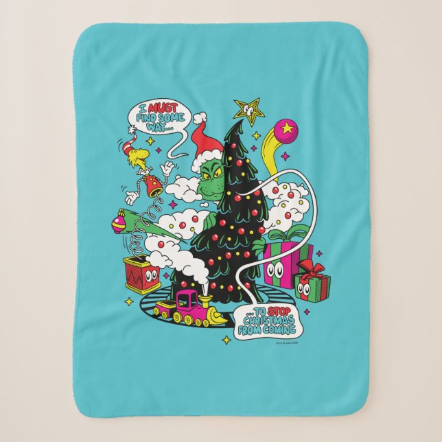 Grinch Colourful Christmas Graphic Sherpa Blanket (Front)