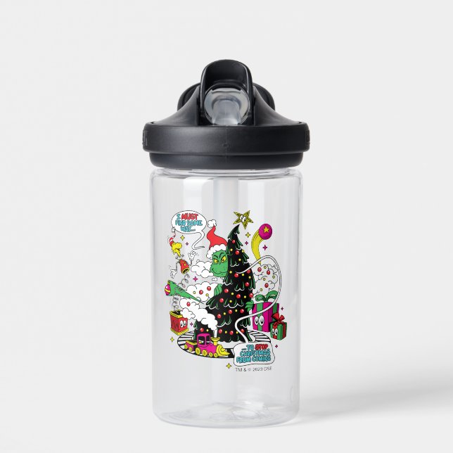 Grinch Colourful Christmas Graphic Water Bottle (Front)