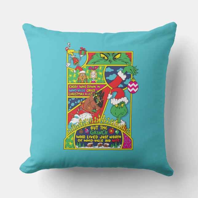 Grinch | Comic Graphic Throw Pillow (Front)