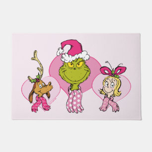 Grinch Crew in Pink Valentine's Portrait Doormat