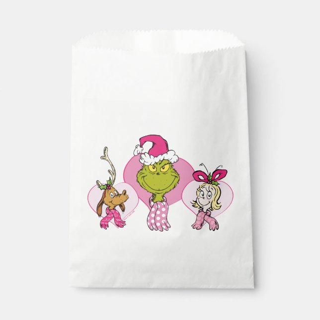 Grinch Crew in Pink Valentine's Portrait Favour Bag (Front)