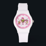 Grinch Crew in Pink Valentine's Portrait Watch<br><div class="desc">This delightful illustration brings together the full Grinch crew—the Grinch, Max the Dog, and Cindy Lou Who—in a sweet, non-traditional style! The Grinch is front and centre with a mischievous smile, sporting a pink Santa hat and polka dot scarf. He's flanked by Max (in antlers) and Cindy Lou Who (in...</div>