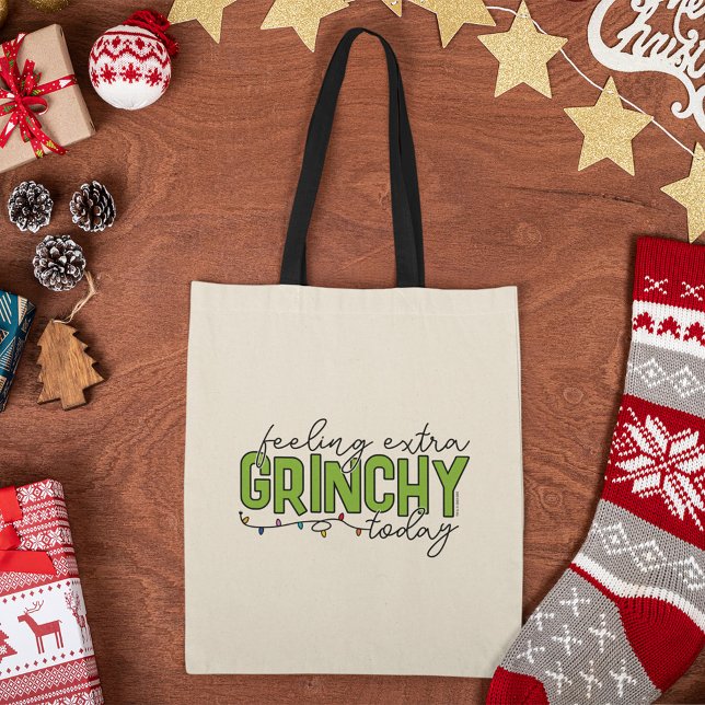 Grinch | Feeling Extra Grinchy Today 4 Tote Bag (Tote on table)