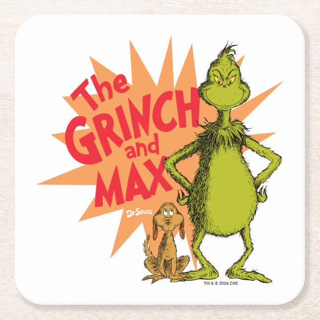 Grinch | Grinch & Max Starburst Square Paper Coaster (Front)