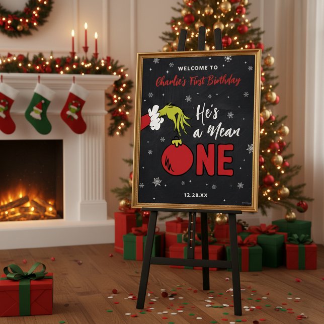 Grinch He's a Mean One 1st Birthday Poster (Creator Uploaded)