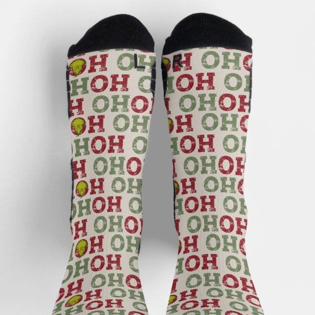 Grinch Ho Ho Ho Pattern Socks (Top)
