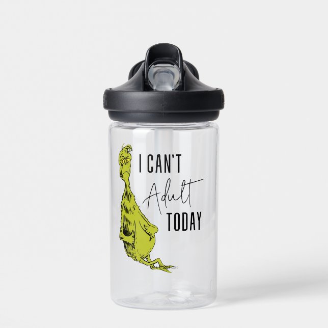 Grinch | I Can't Adult Today Water Bottle (Front)