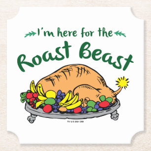 Grinch I'm Here for the Roast Beast Quote Paper Coaster