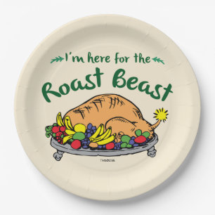 Grinch   I'm Here for the Roast Beast Quote Paper Plate