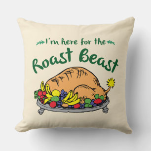 Grinch   I'm Here for the Roast Beast Quote Throw Pillow