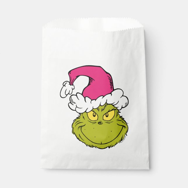 Grinch in Pink Santa Hat Favour Bag (Front)