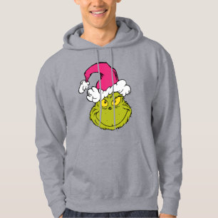 Grinch in Pink Santa Hat Hoodie