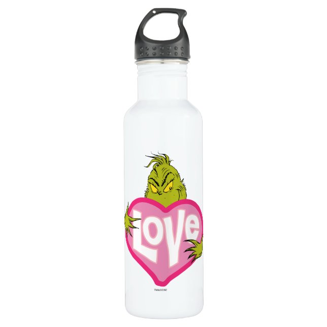 Grinch | Love Pink Heart 710 Ml Water Bottle (Front)