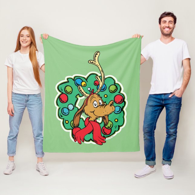 Grinch | Max Christmas Wreath Fleece Blanket (In Situ)
