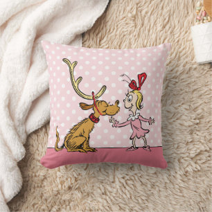 Grinch   Max & Cindy Lou Who Throw Pillow