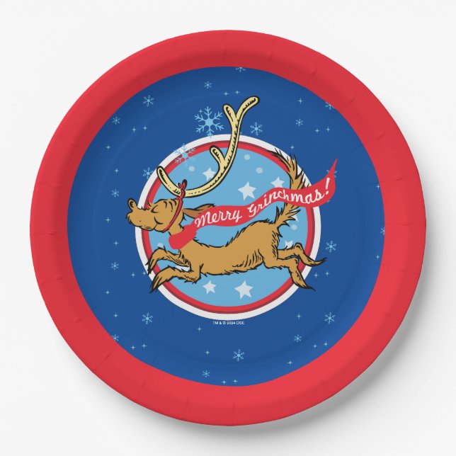 Grinch | Max Merry Grinchmas! Paper Plate (Front)