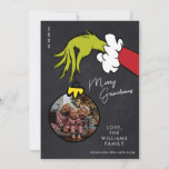 Grinch Merry Grinchmas Family Photo Christmas<br><div class="desc">Celebrate the Holidays with Grinch this year! This chalkboard holiday card features the text "Merry Grinchmas" and the iconic Grinch hand. Personalize by adding your favourite family photo,  and names.</div>