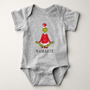 Grinch Namaste Santa Claus Baby Bodysuit