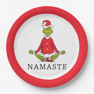 Grinch   Namaste Santa Claus Paper Plate
