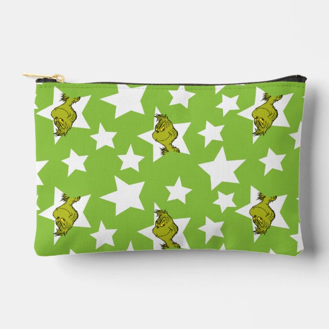 Grinch Peeking Star Pattern Accessory Pouch (Front)