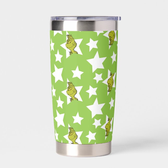 Grinch Peeking Star Pattern Insulated Tumbler (Left)