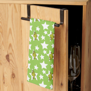 Grinch Peeking Star Pattern Kitchen Towel