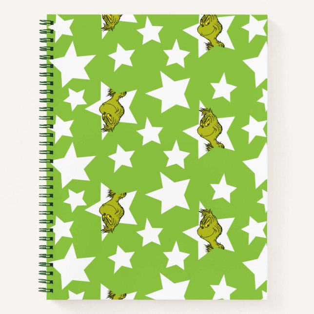 Grinch Peeking Star Pattern Notebook (Front)